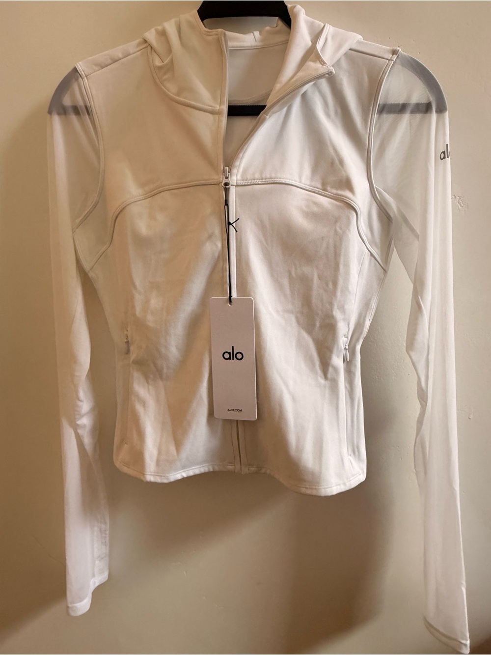 ALO Yoga White Lightweight Zip Hoodie Jacket